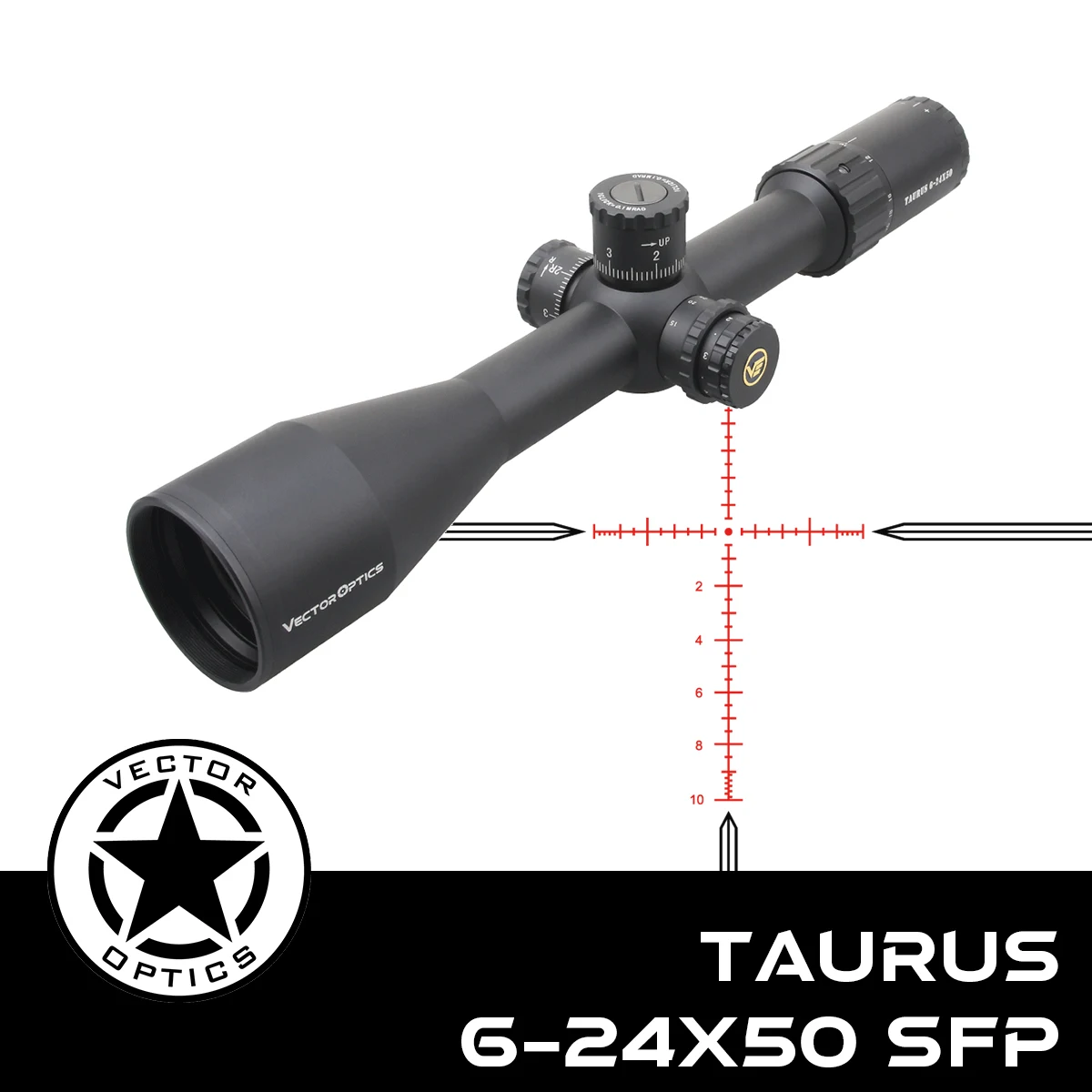 Vector Optics Taurus 6-24x50 SFP Riflescope With Zero-Stop Turret & Diamond Clear Image HD Lens For Hunting Competition