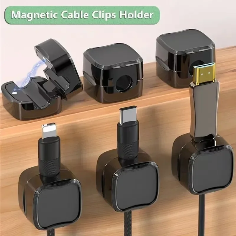 1/6Pcs Magnetic Cable Clip Cord Holder Adhesive Wire Holder Keeper Organizer for Home Office Under Desk Cable Management