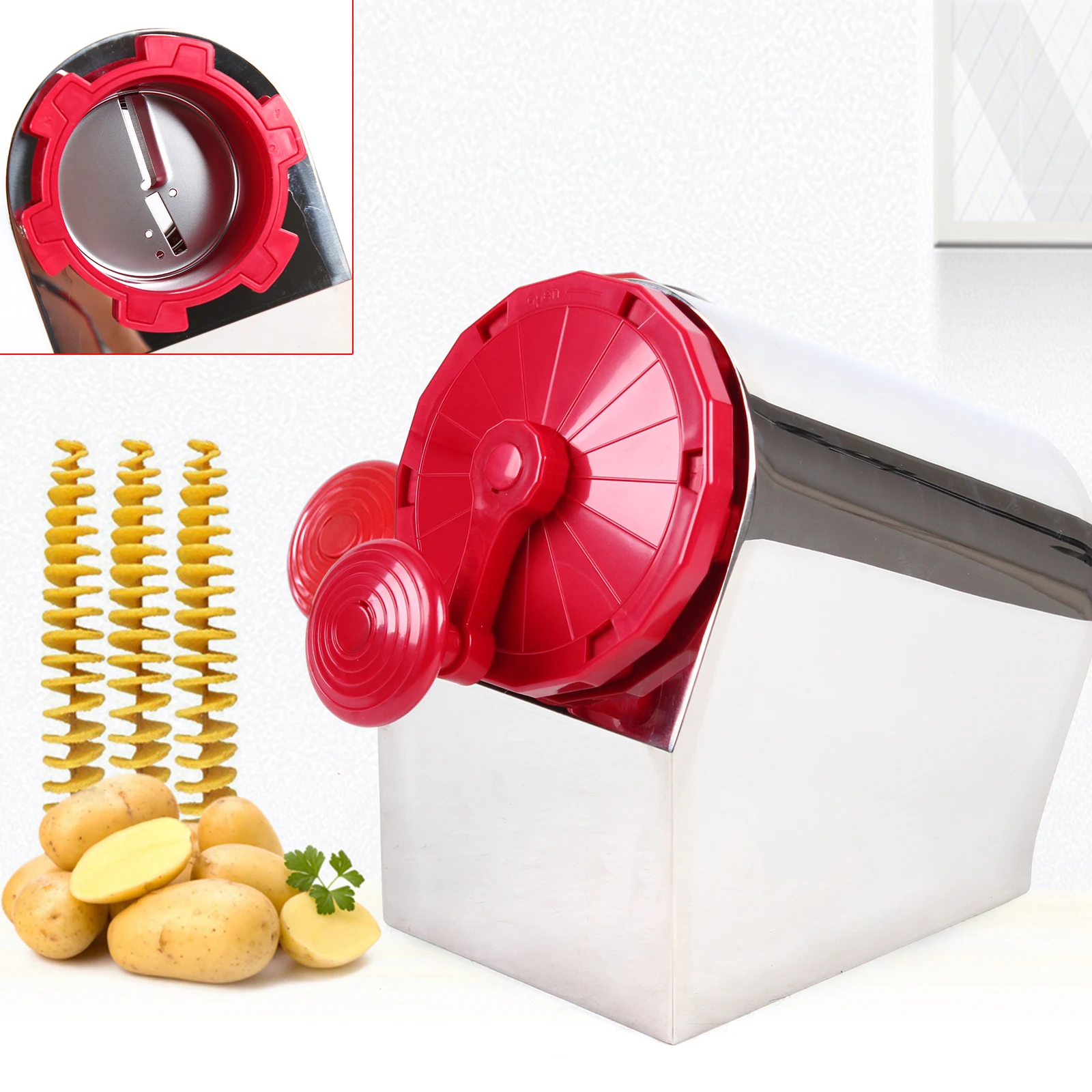 

Tornado Potato Slicer Machine Spiral Twister Potato Vegetable Cutter 3 Function,Which Is Easy To Operate