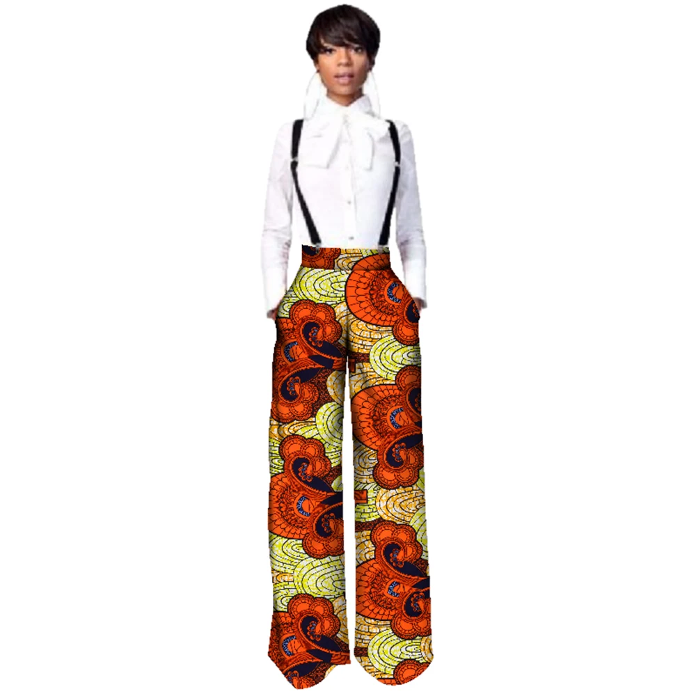 BRW  High Quality Pants African Straight Full Length Trousers One Piece Romper with Print Dashiki Clothing for Women WY2478