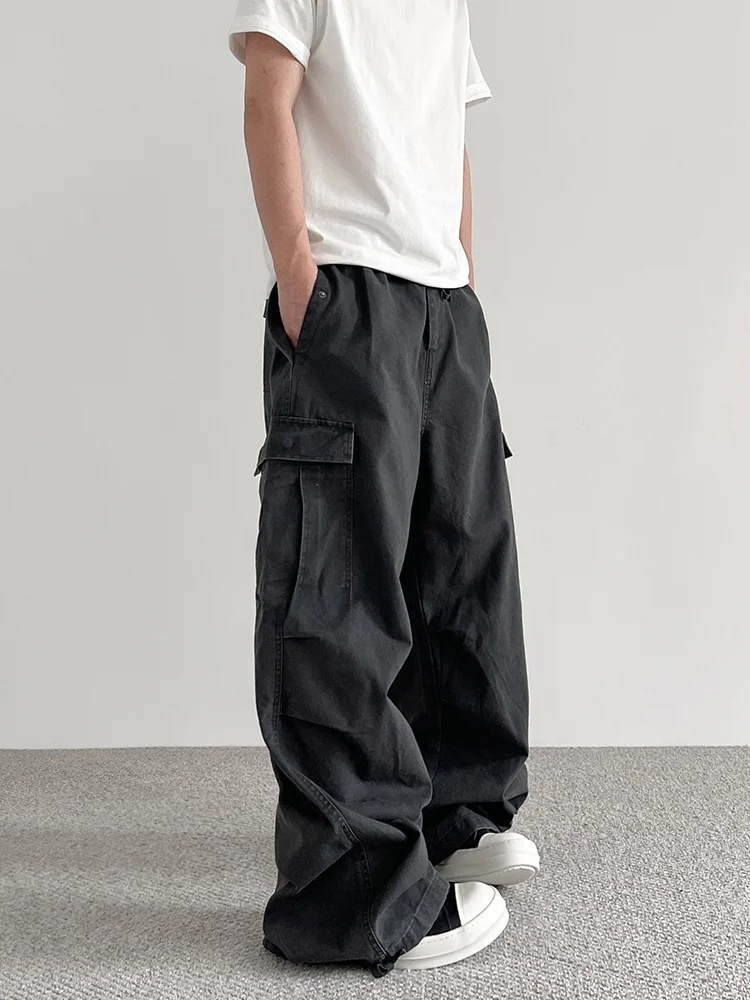 

a PUEE American Retro Waed Multi-ket Paratrooper Work Pants Loose Wide Leg Loose Slimming Trendy Casual Trousers