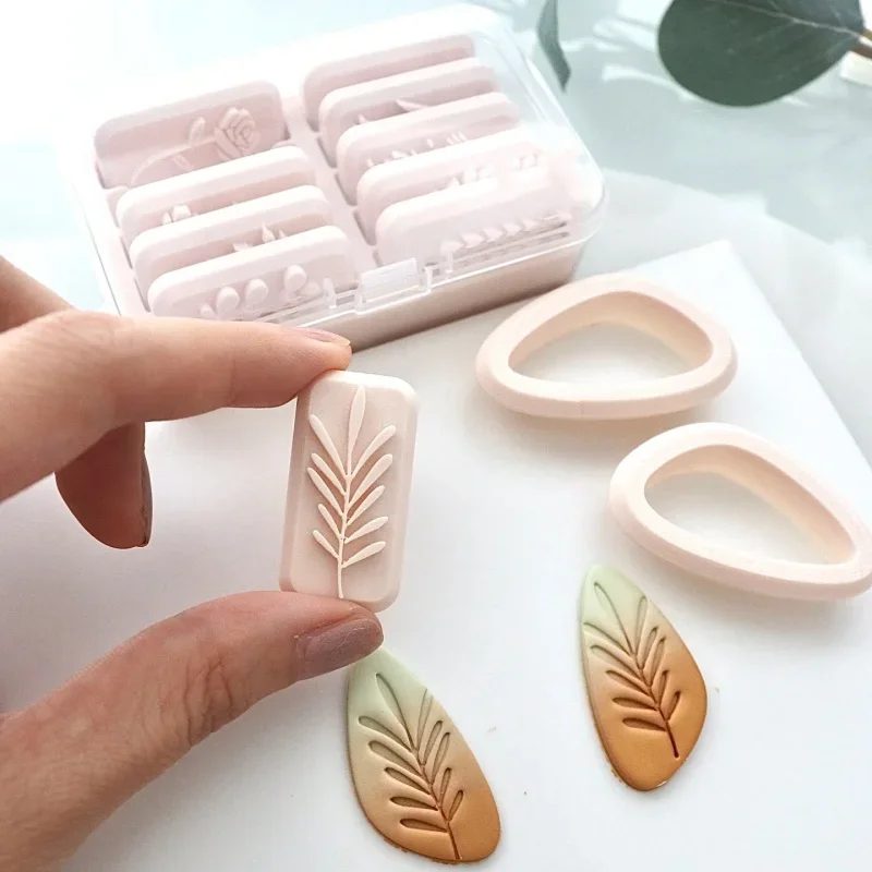 New Clay Cutter Flower/Plant Leaves Stamps Polymer Clay Molds Pottery Ceramic Embossed Jewelry Earring Making Tools