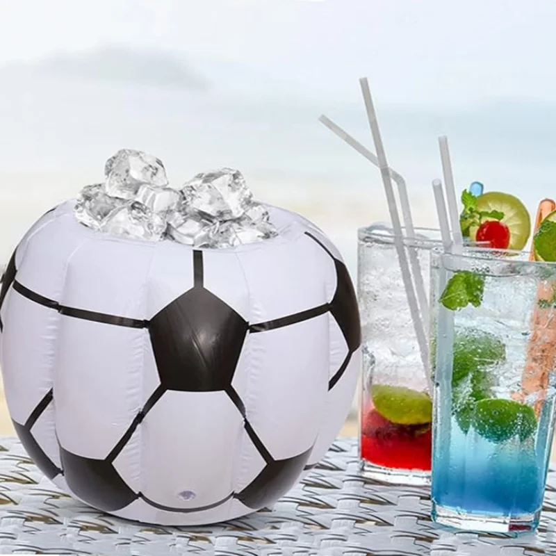 Heavy-Duty PVC Inflatable Ice Bucket, Football Shape Cooler for Pool Beach BBQ, Reusable Drink Chiller with Quick Inflation