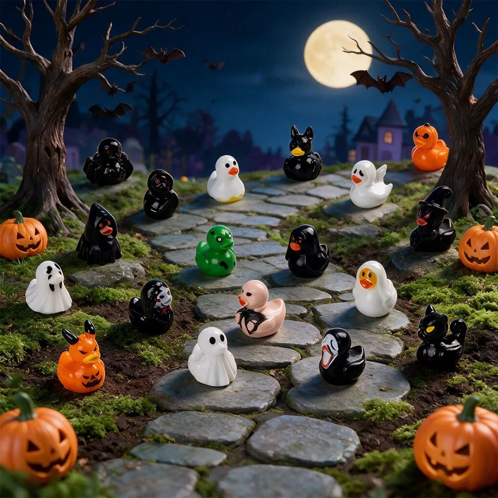 Halloween Mini Ghost Duck Resin Charms Multistyle Tiny Duck Figurine DIY Home Decor Accessories Micro Landscape Ornament Gifts