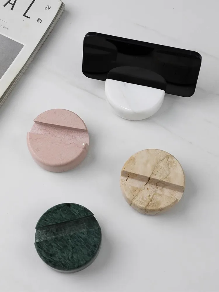 الرخام الطبيعي سطح المكتب حامل هاتف المحمول الشمال الحديثة نمط غرفة المعيشة ضوء Iuxury ديكور صغير الحلي اللوحي قوس #3