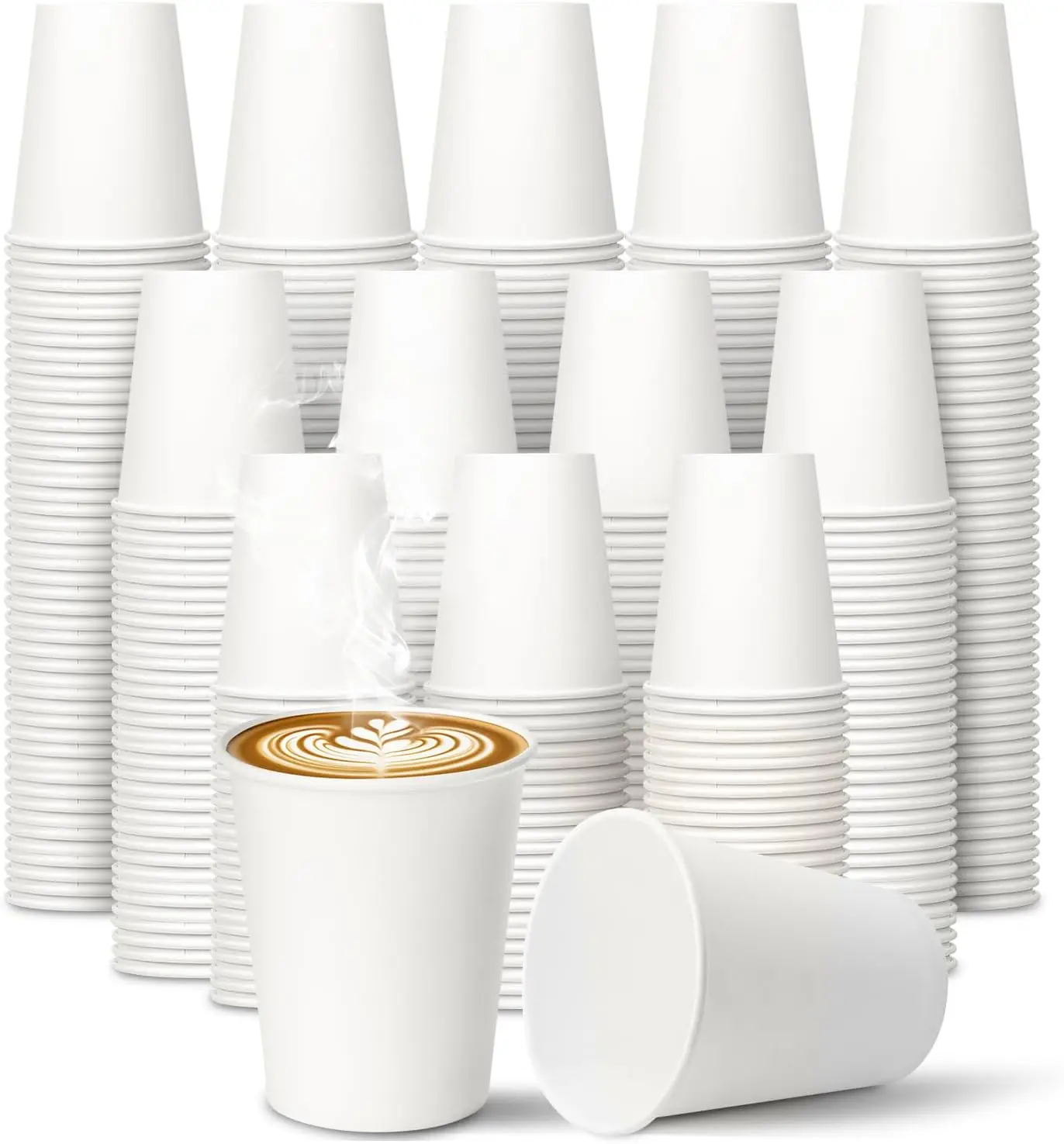 

300 Pack Paper Cups 8 oz, Disposable Coffee Cups, White Drinking Cups for Hot Water,Tea, Hot Chocolate or Cocoa