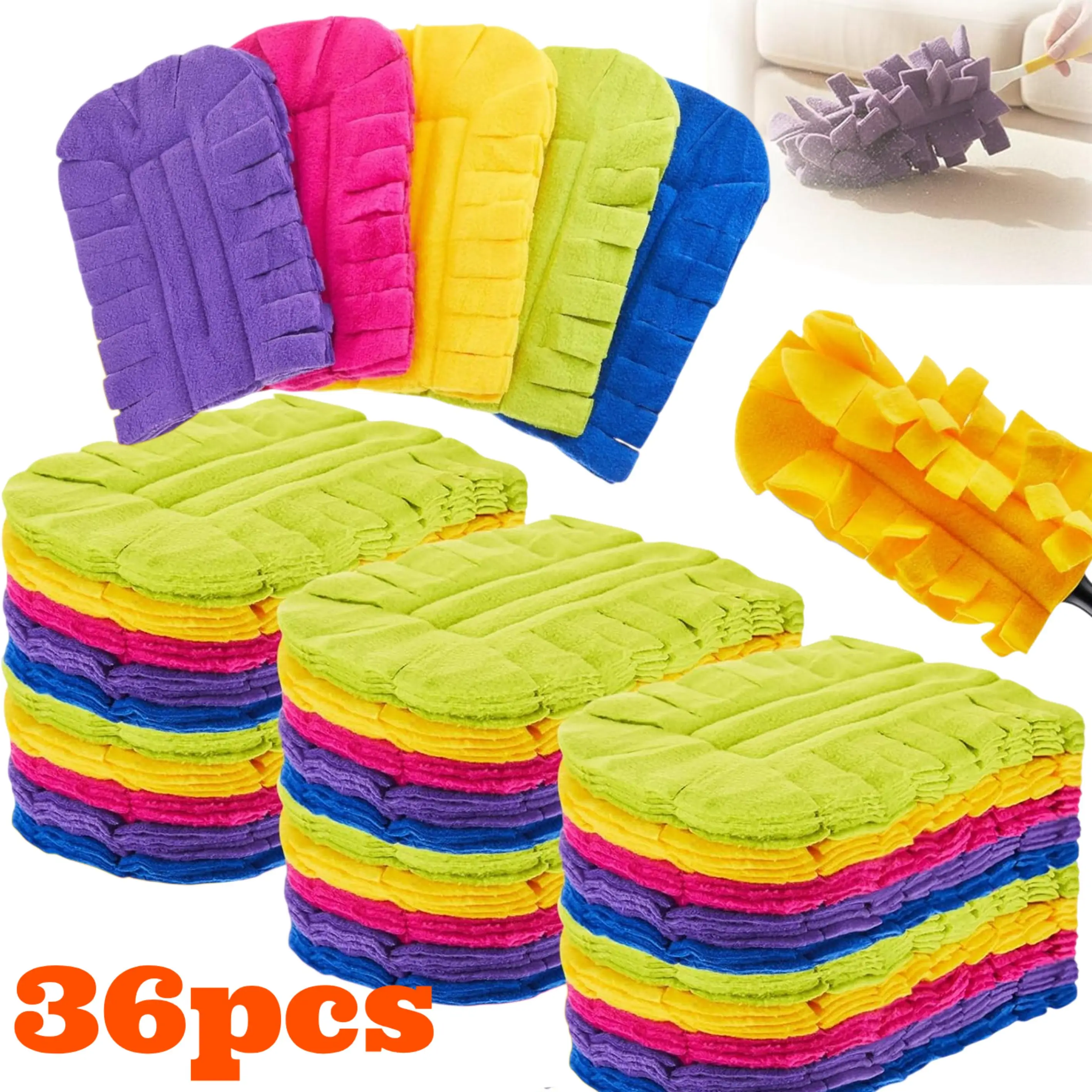 

36 многоразовых сменных подушечек для удаления пыли (без ручки), подходят для дома, жалюзи, автомобилей, домашних животных, мебели, вентиляторов.