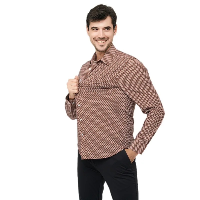 

Весенне-летняя мужская повседневная одежда оверсайз Stretch irt Long Sve с цветочным принтом, модная повседневная одежда из тонкого материала с квадратным воротником