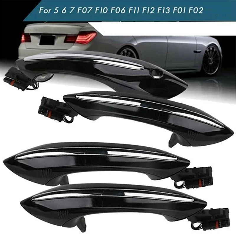 

4PCS Car Outer Exterior Door Handle Set With Light For BMW 5 6 7 Series 530 640 740 F07 F10 F11 F06 F12 F13 F01 F02