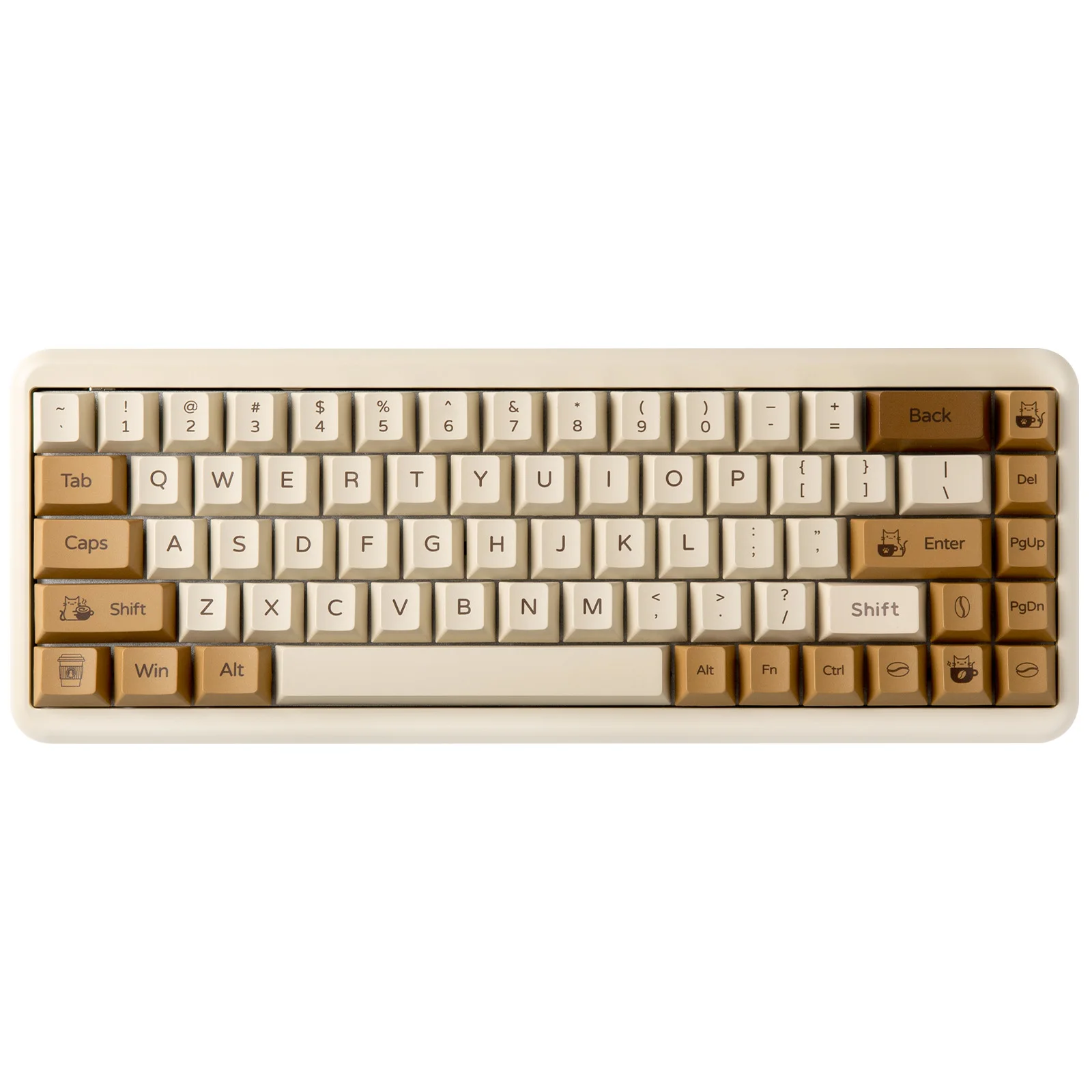 YUNZII Coffee Cat PBT Keycaps, 152 Full-Key Dye Sublimation Custom Keycap Set for Gateron MX Switches Mechanical Gaming Keyboard