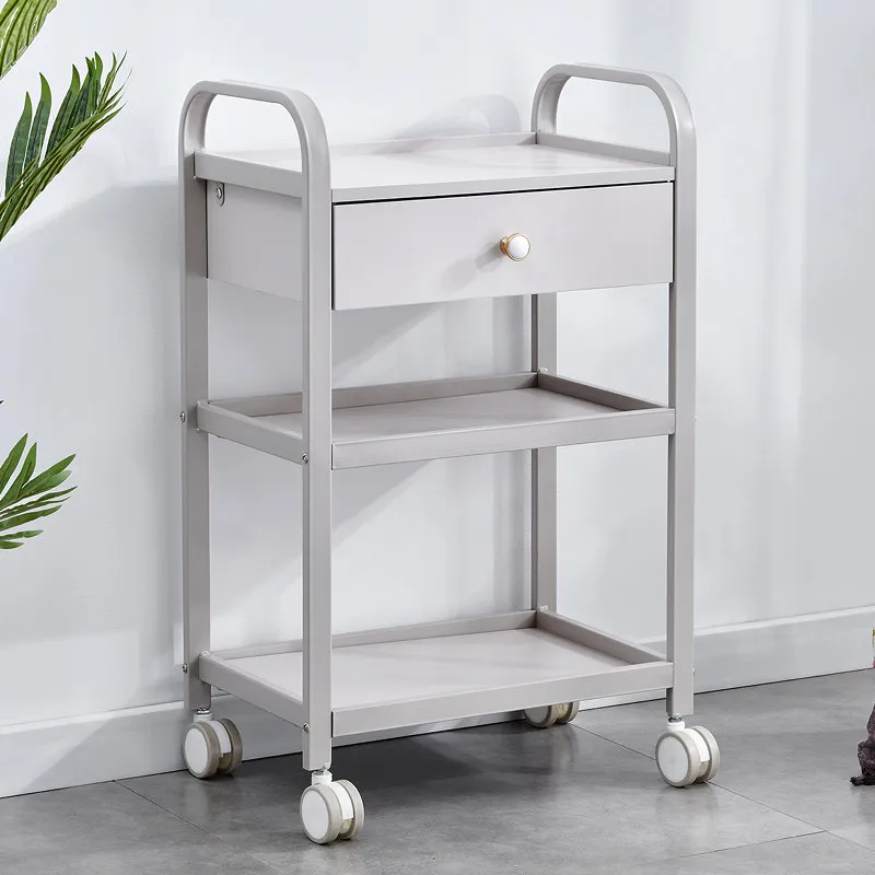 small Beauty trolley cart, for beauty salons, three-layer storage rack with drawers, storage rack for nail art and tattooing,