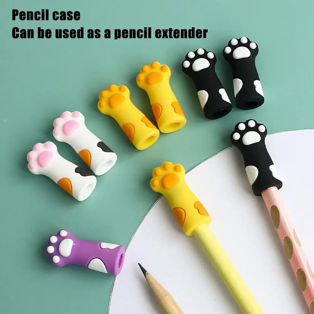 6PCS Cats Claw Pencil Caps Silicone Pencil Tip Covers Chewing-proof Silicone Pencil Caps Pencils Extender Holders