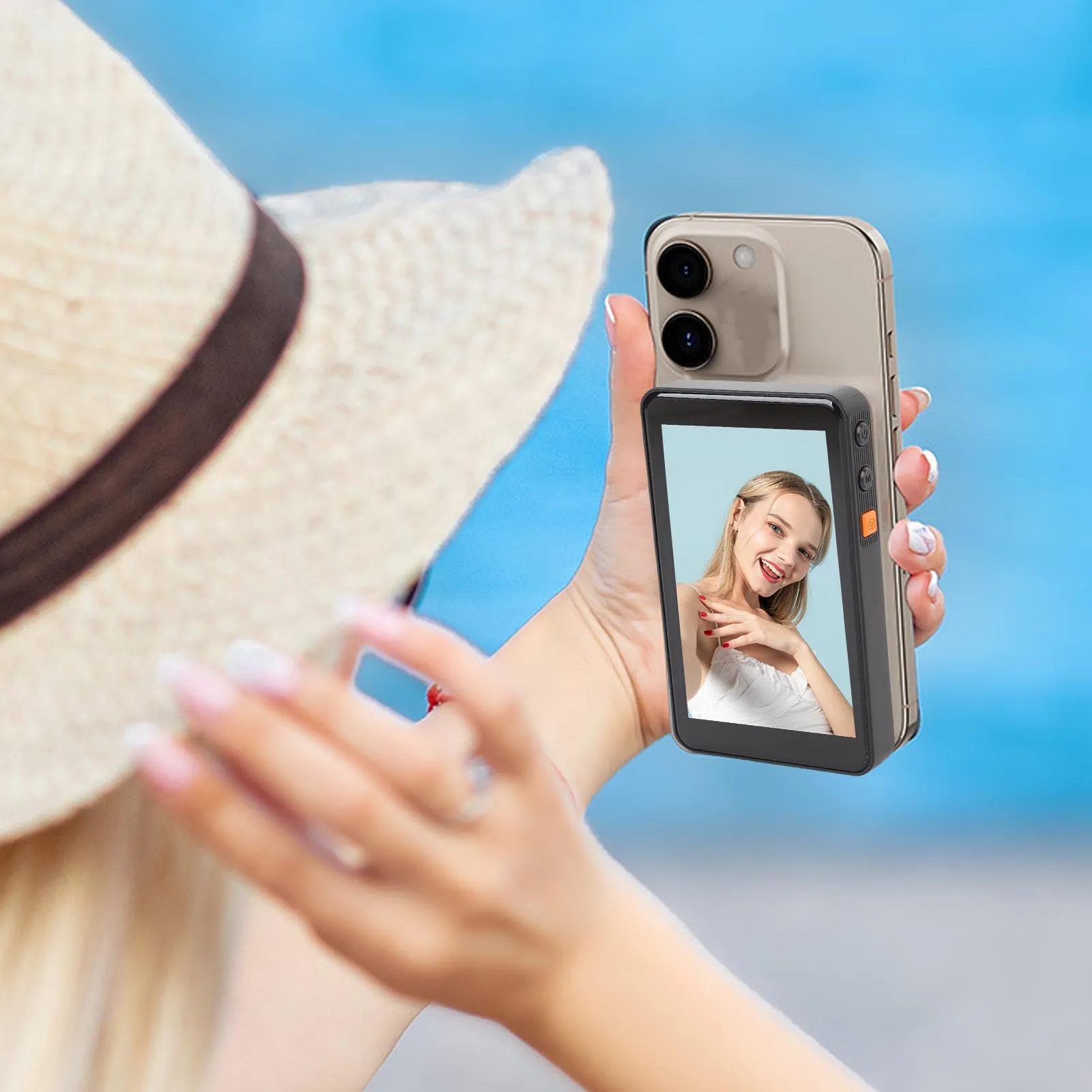 Phone Selfie Screen Wireless Magnetic Bluetooth Remote Phone Back Camera Screen for Vlogging Live Streaming