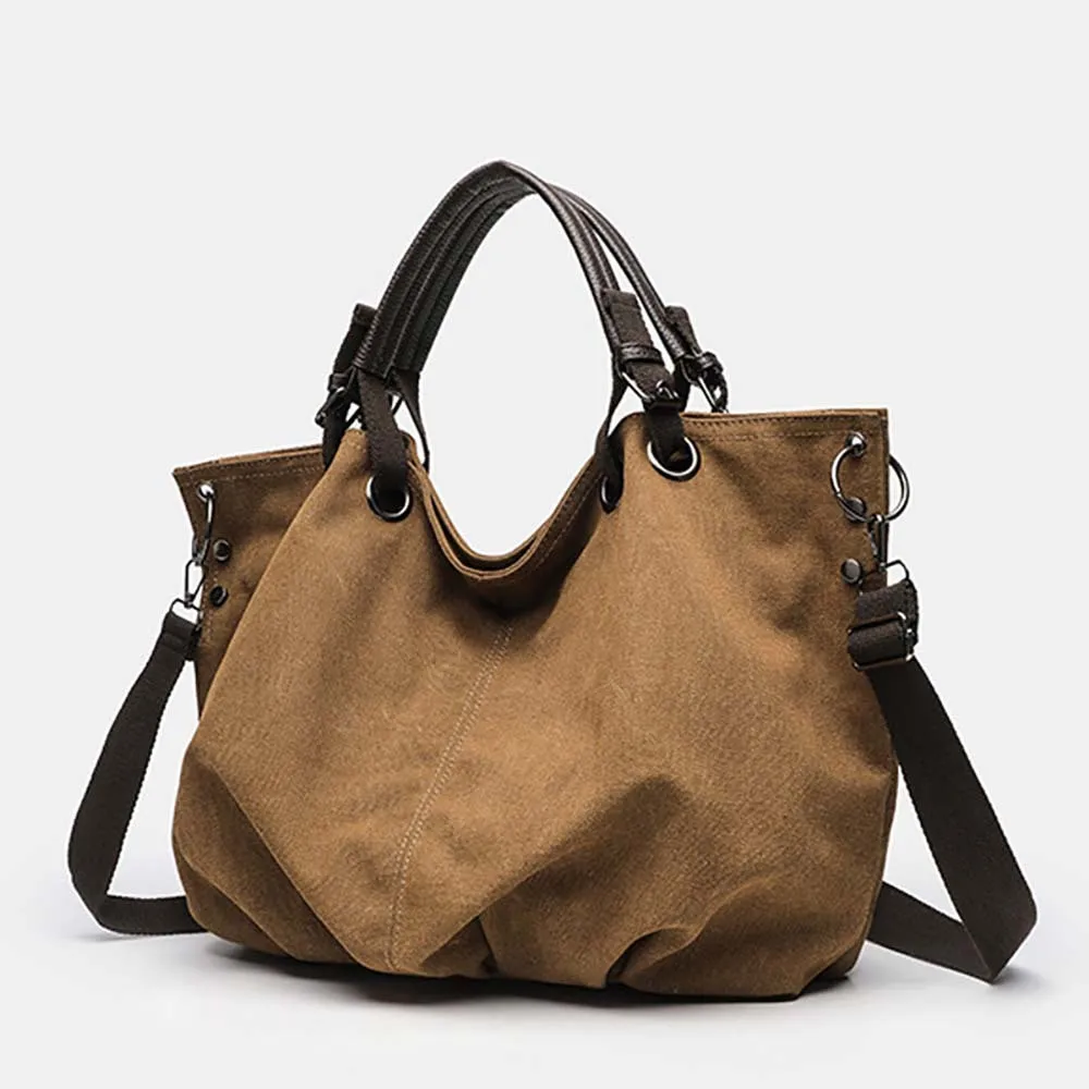Custom Retro Tote For Women Commuting Handbag Lazy Style Large Capacity Workwear Canvas Student Class Bag Sac De Luxe Femme