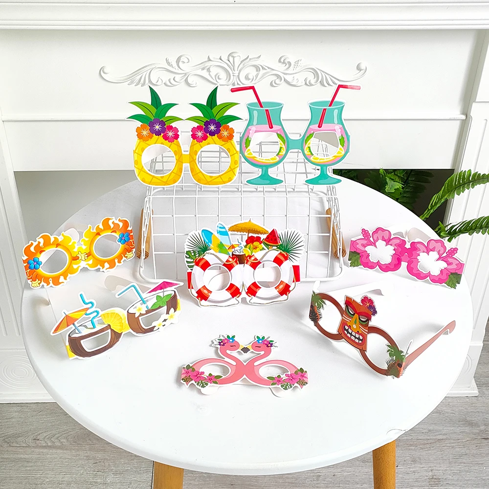 Hawaii Party Decoration Tropical Pineapple Coconut Flamingo Paper Glasses Photo Props Summer Pool Beach Party Supplies Kid Favor