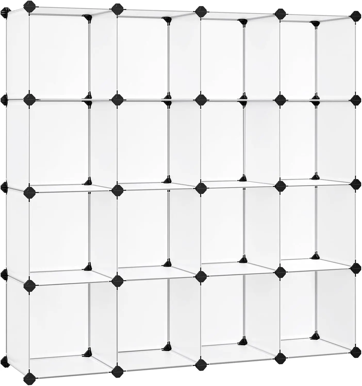 

16-Piece Plastic Cube Storage Organizer Set, Modular Shelf for Closet and Room Organization, White, 12.2x48.4x48.4 Inches