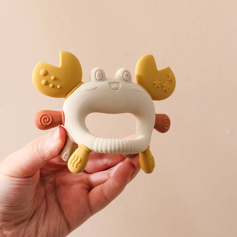 Silikon Baby Beißring Baby Spielzeug 0 bis 12 Monate BPA FREI Kauen Zahnen Spielzeug Krabbe Mehrfarbige Beißring Reborn Silikon Spielzeug geschenk – Detail 12