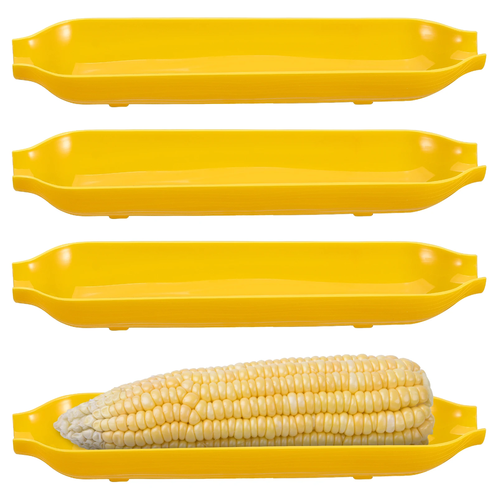 

4Pcs Corn Plate Plastic Snack Serving Tray Corn Holder Decorative Fruit Tray for Party Table Bbq Appetizer Dish