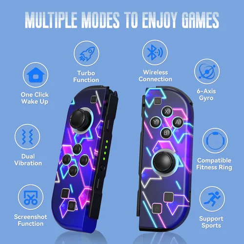 Imagen 2 del producto Gamepad para for Nintendo Switch/OLED/Lite-LED RGB (L/R), Joypad, controlador inalámbrico Turbo de doble vibración para NS Joycon