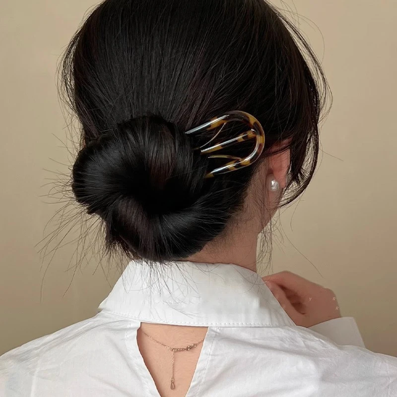 Acetate Leaves U-shaped Hair Stick Hair Fork Hairstyle Tools Hairpin Geometric Women Girls Hair Accessories Accessories Headwear image 3