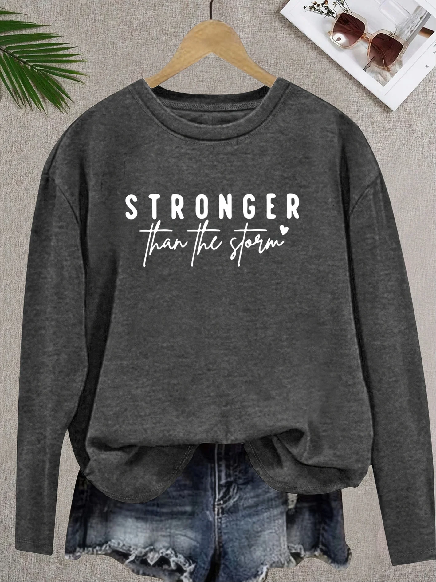 

Женская футболка больших размеров с рождественским буквенным принтом и круглым вырезом с длинными рукавами - повседневная всесезонная блузка с прямым принтом