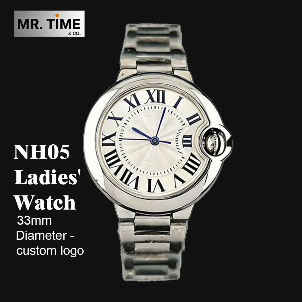 

Женские часы NH05, 33 мм, синие, в стиле Balloon, с возможностью нанесения логотипа, подходят для автоматического механизма NH05, аксессуары.