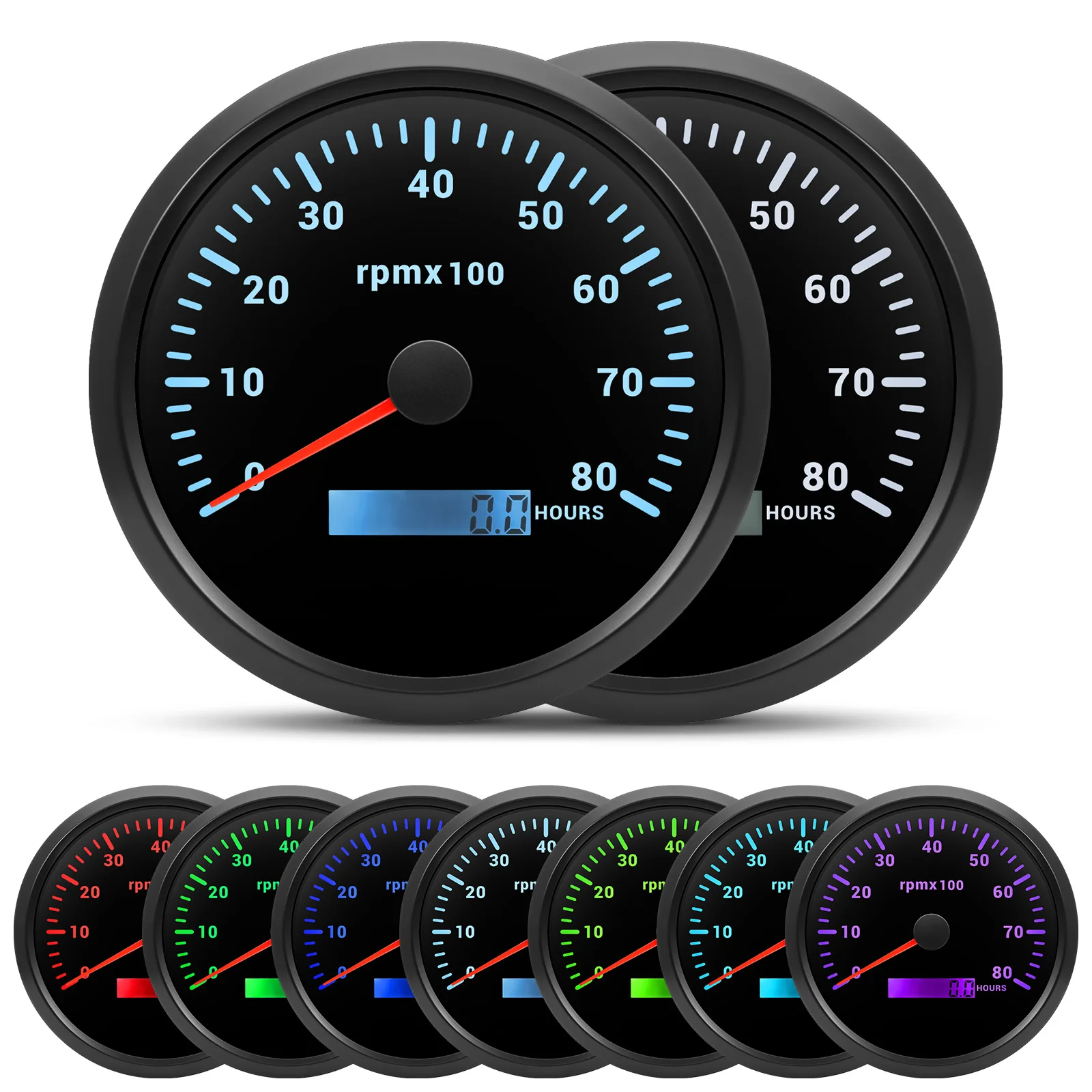 MH 110mm Auto Marine Tachometer RPM Meter Gauge REV Counter LCD Hourmeter with Tach Sensor M18 speed 3000 4000 6000 7000 8000rpm