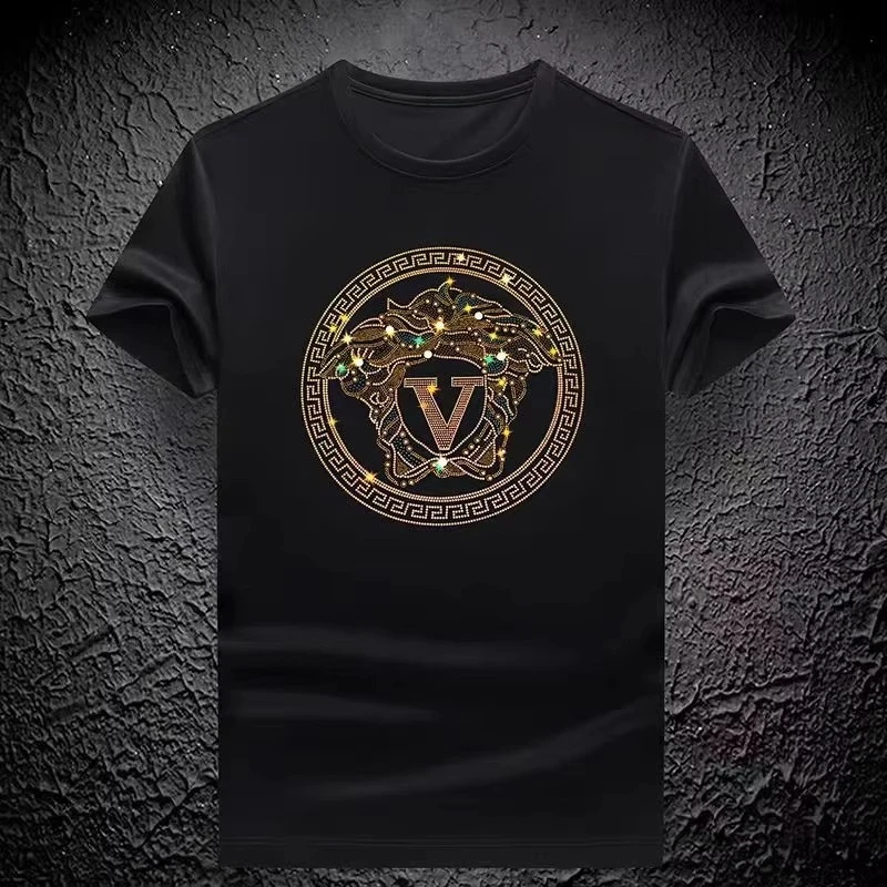 Luxurious design fashionable trend men's printed T-shirt casual breathable comfortable summer short sleeved T-shirt