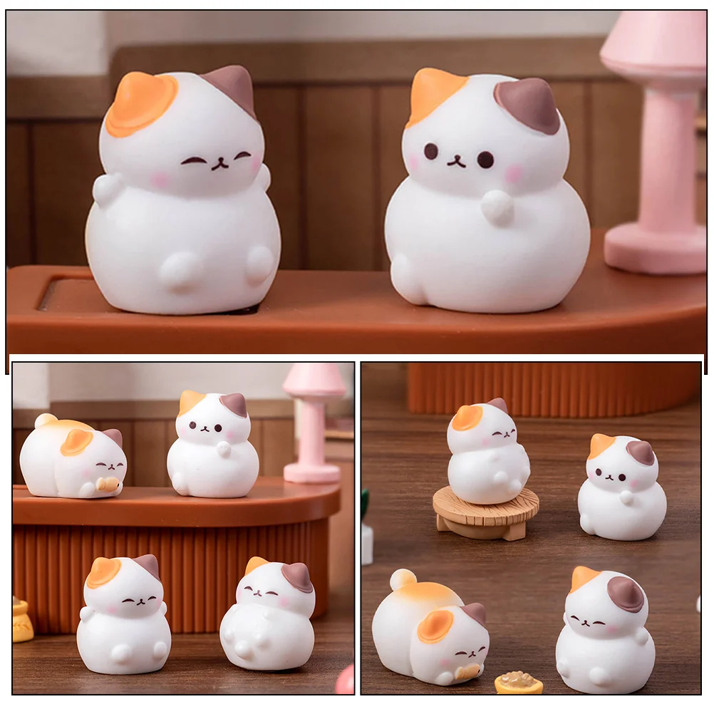 8 Buah Miniatur Model Kucing Patung Kucing Resin Lucu Dekorasi Hewan Lanskap Mikro Ornamen Kucing untuk Peri Kerajinan DIY Kreatif
