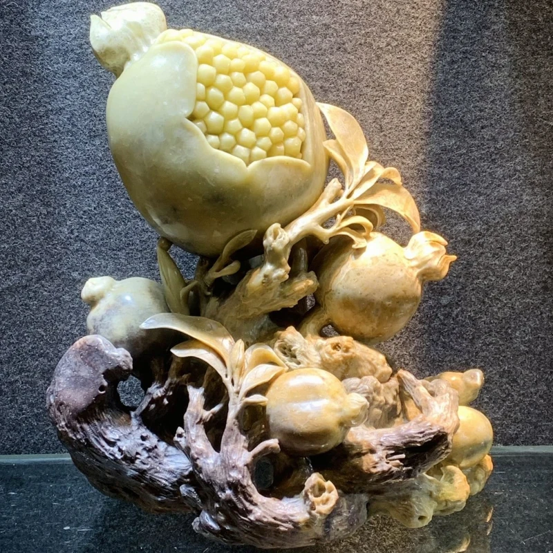 Qingtian stone carving boutique ornament pomegranate home decoration collection
