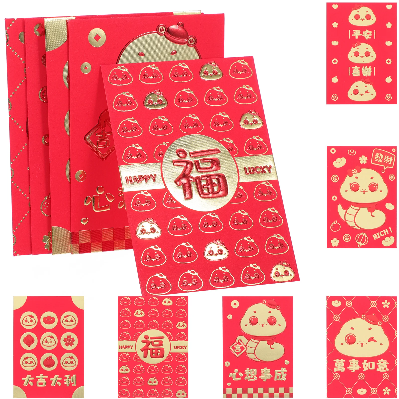 

60 Pcs Cash Envelopes for Money Chinese Solid Color Birthday New Year Cards Red