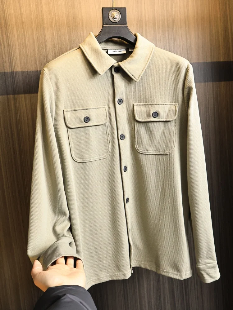 

Casual Shirt Jacket for Men Textured Stripe Pattern Spring Season Long Sleeve Standard Fit Fashion Urban Style Breathable Mat...