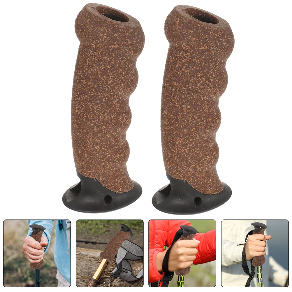 

2 Pcs Trekking Pole Handle Walking Stick Sturdy Grip Rod Professional Hiking Ski Poles Adapter Cork Outdoor Portable Travel