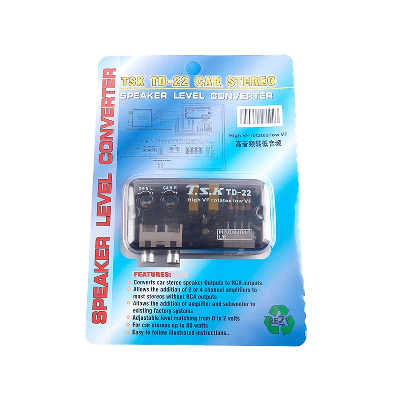 Convertidor RCA estéreo de alta a baja frecuencia ajustable nivel de altavoz