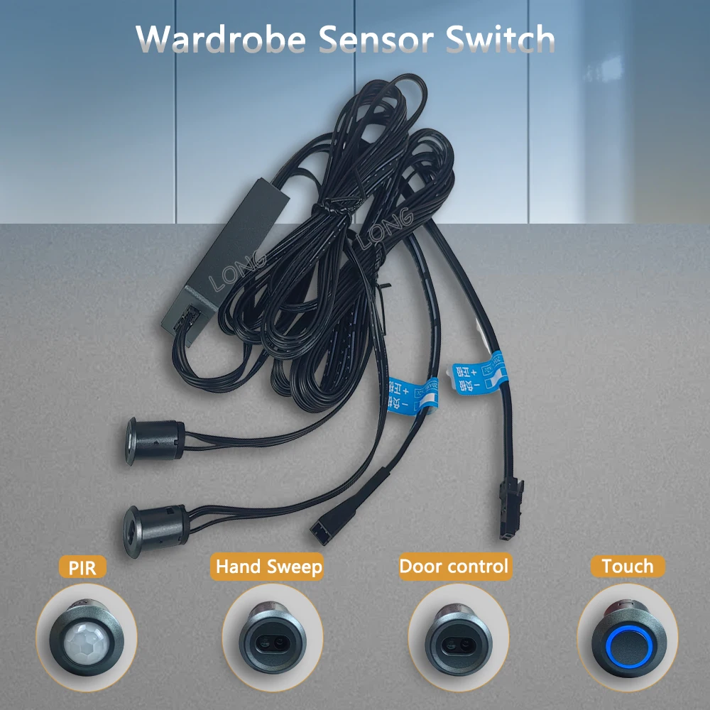 DC12V 24V LED Cabinet Light Sensor Switch Hand Sweep Touch Dimming Door Control Sensor Hidden Installation Closet Light Switch