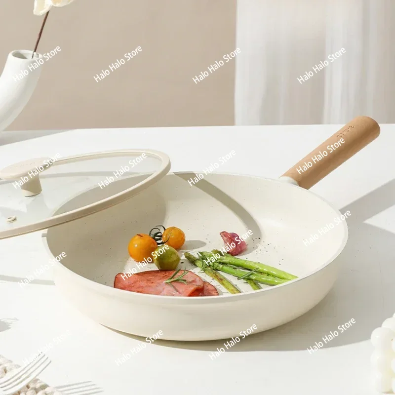 Home Ceramic Frying Pan Light Oil Less Smoke Pots for Kitchen Multifunctional Pancake Pan Universal Cooking Range