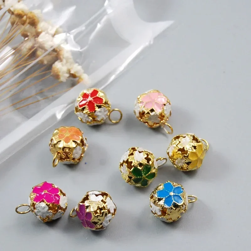 100pcs/lot Japanese Cherry Blossom Bells, Mixed Colors Mini Christmas Jingle Bells for DIY Crafts Ornaments Jewelry Making