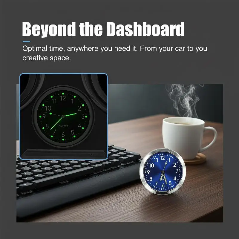 Motorcycle Electronic Clock Features Durable Metal Design Suitable For Motorcycles Electric Bikes With Double-Sided Tape