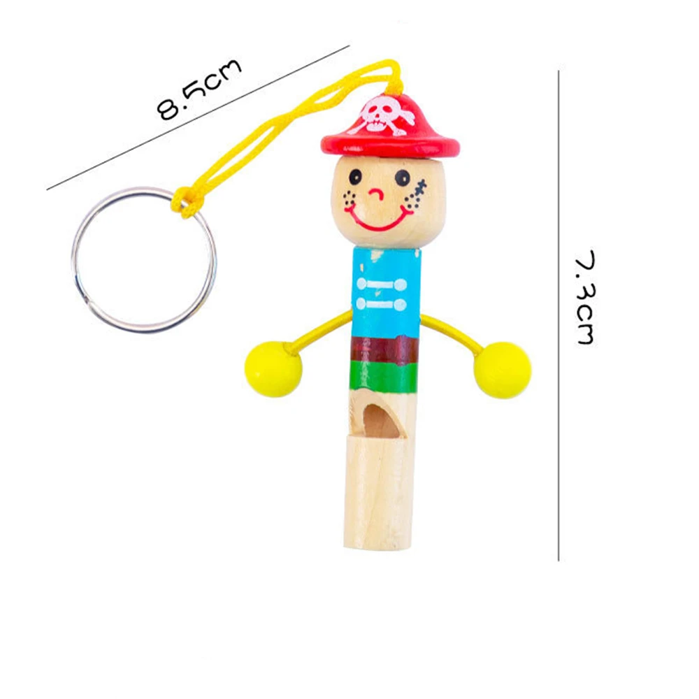 12/30 Pcs Mini Wooden Pirate Whistle Toy with Key Chain Kids Birthday Party Wedding Guest Gifts Souvenir Pinata Christmas Gifts