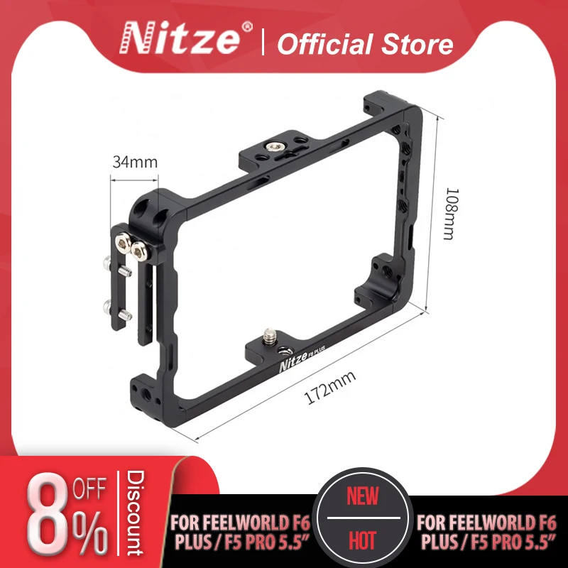 

NITZE MONITOR CAGE FOR FEELWORLD F6 PLUS / F5 PRO 5.5” - TP-F6PLUS