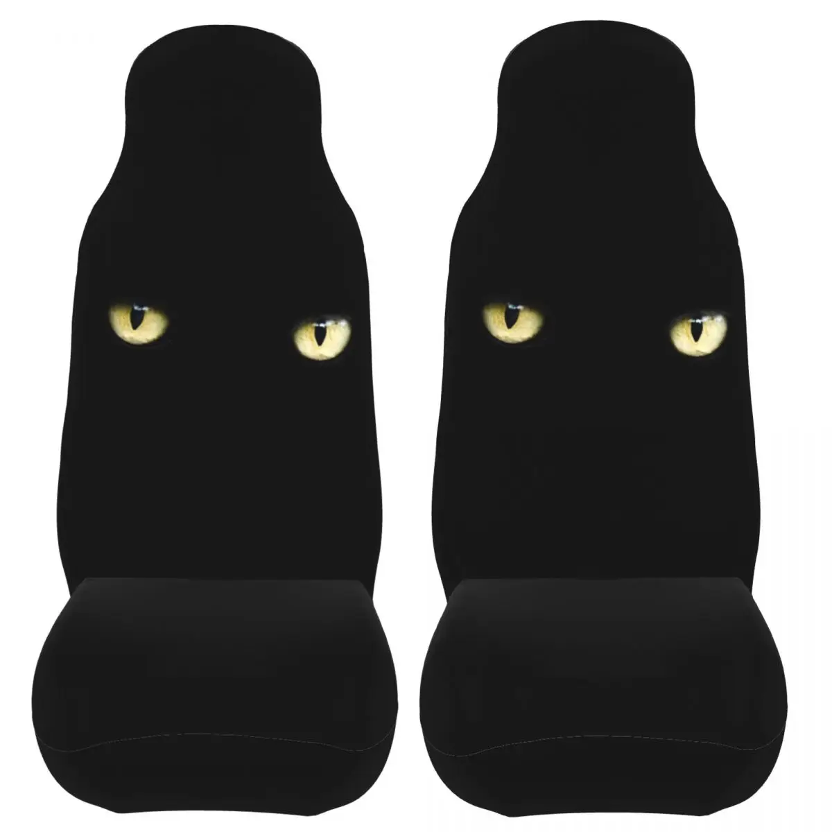 Spooky Black Cat Eyes Universal Car Seat Cover Protector Interior Accessories Women Halloween Auto Seat Cover Fiber Hunting