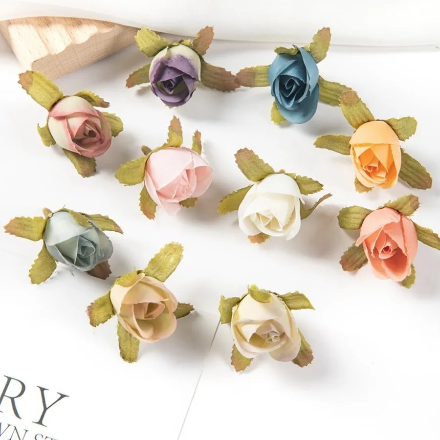 

10 Pieces of Artificial Flower Silk Rose Embroidery Scrapbooking Diy Christmas Wreath Wedding Party Home Decoration Accessories