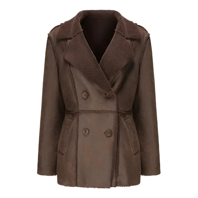 For Women Women's High Quality Fashionable Warm Plush Leather Jackets Warm Suede Long Jacket Long Skin Coats