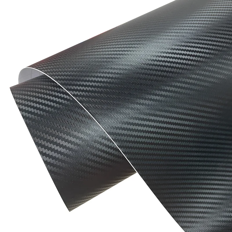 Hochwertige 3D-Vinylrolle aus schwarzer Karbonfaser mit selbstklebendem Aufkleber mit Air Release