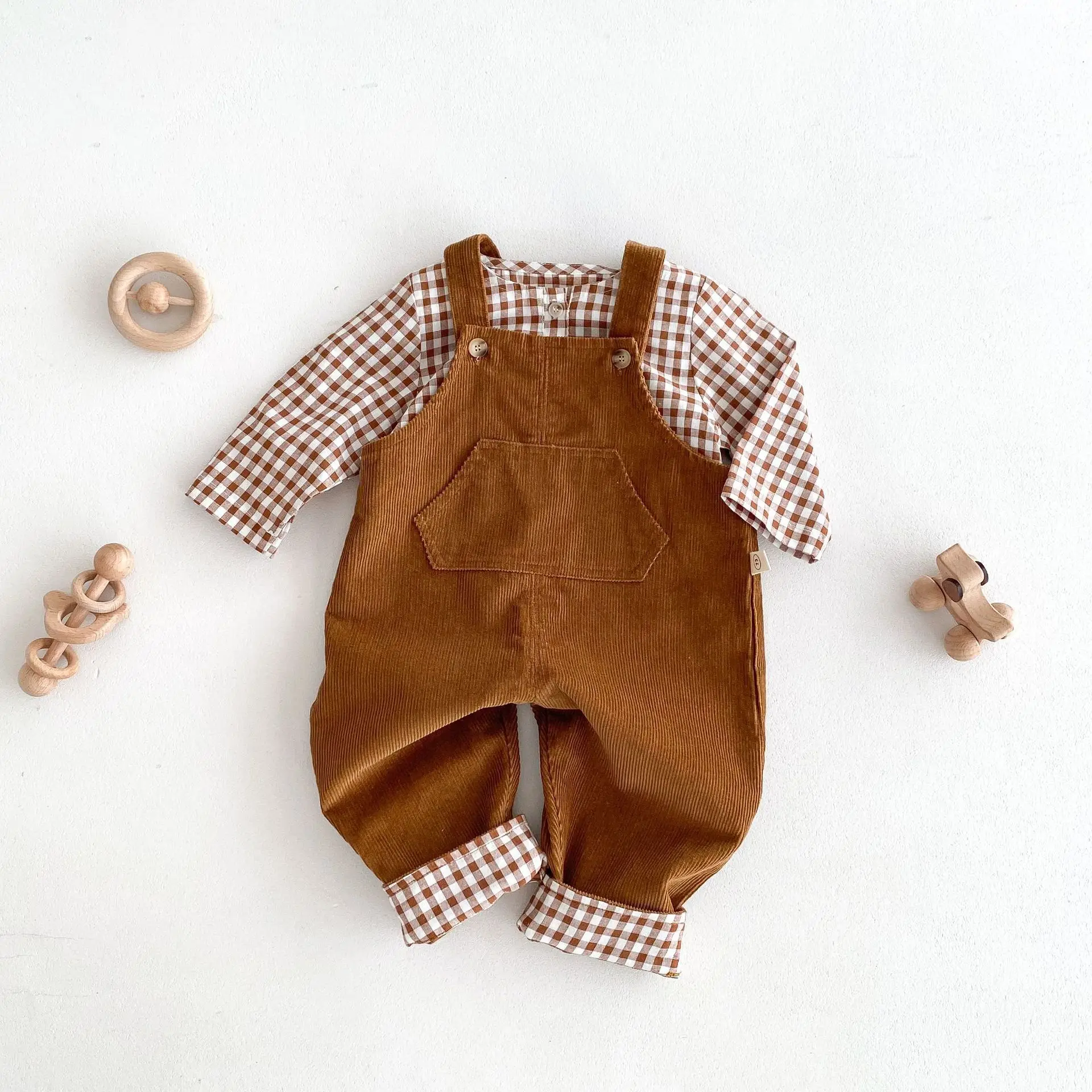 2024 New Autumn Boys Corduroy Overalls Solid Color Toddler Kids Suspenders Trousers Children Long Pants Casual Clothes