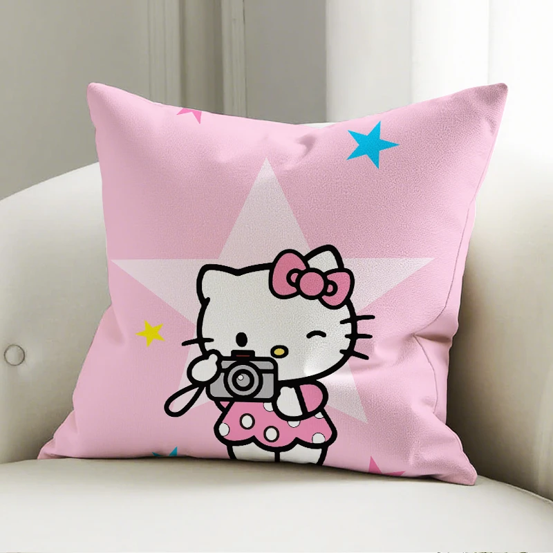 

Sanrio Hello Kitty Pillow Cover Camera Pattern Decorative Cushion Sofa Bedroom Home Decor Gift