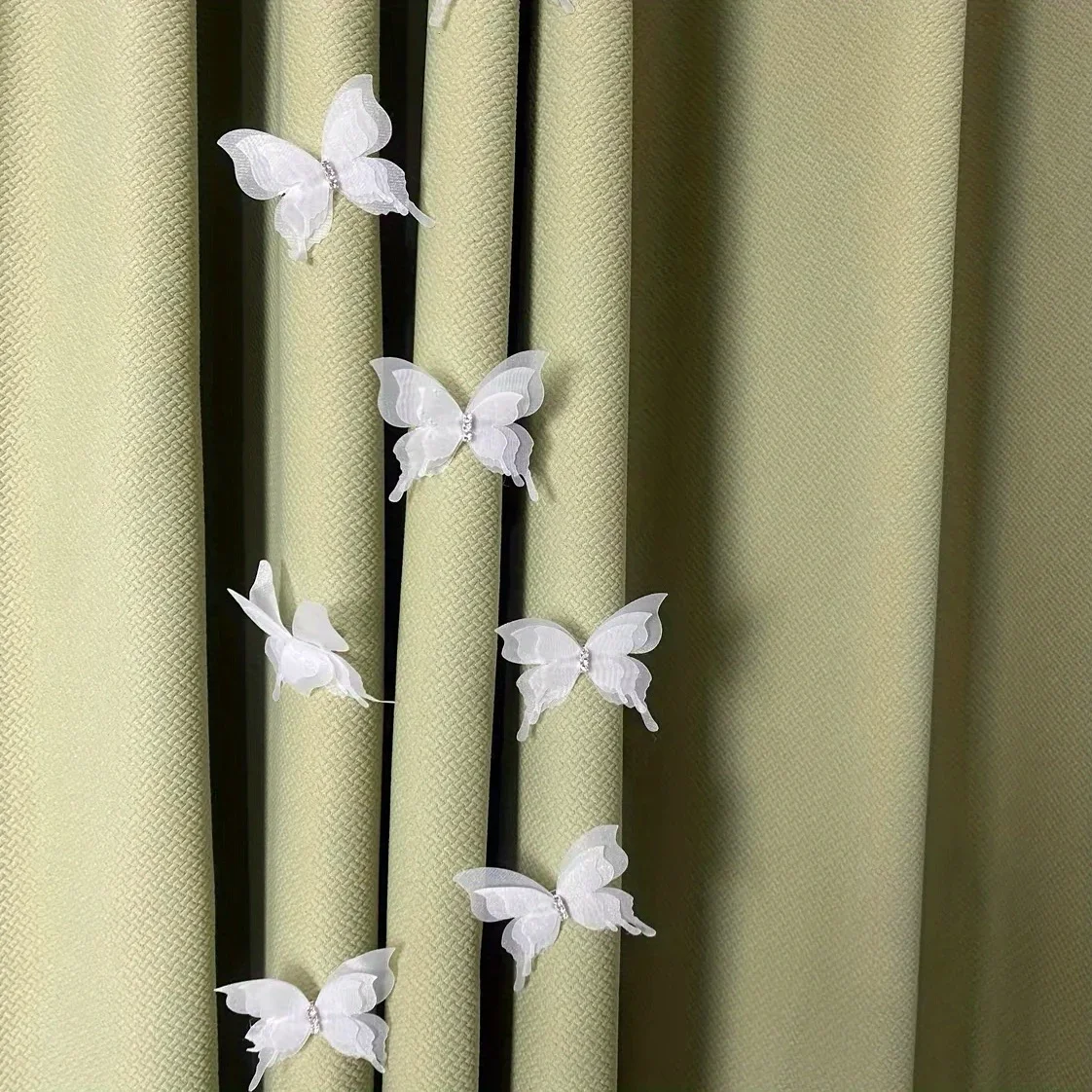 10pcs 3D Organza Butterfly Clips for Curtain, Decorative Artificial Butterfly Clips for Sheer or Thick Curtains, DIY Craft Home