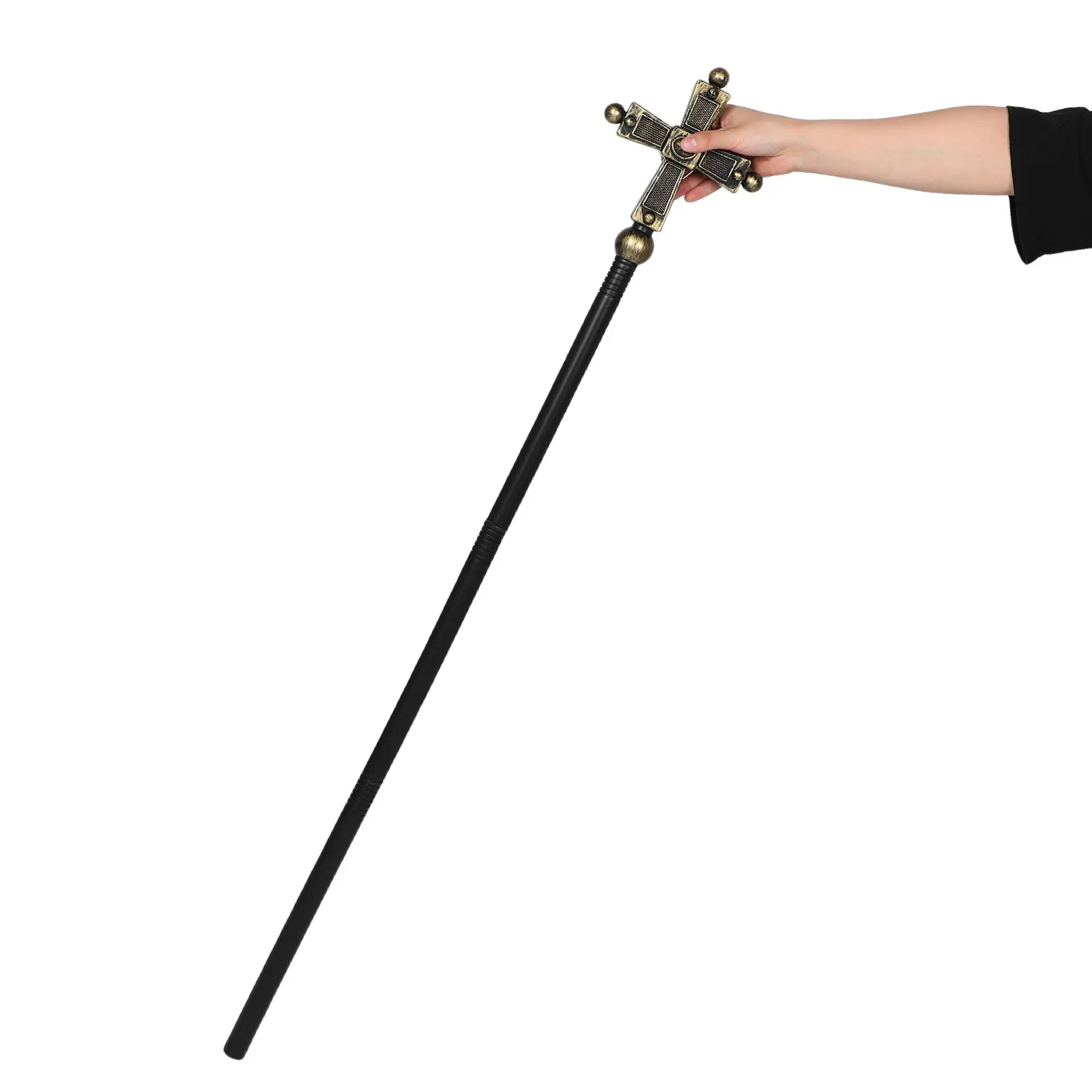 New Wizard Cosplay Prop Ancient Roman Pope Cross Staff for Priests Halloween Costume Accessory for Adults and Kids for Role Play