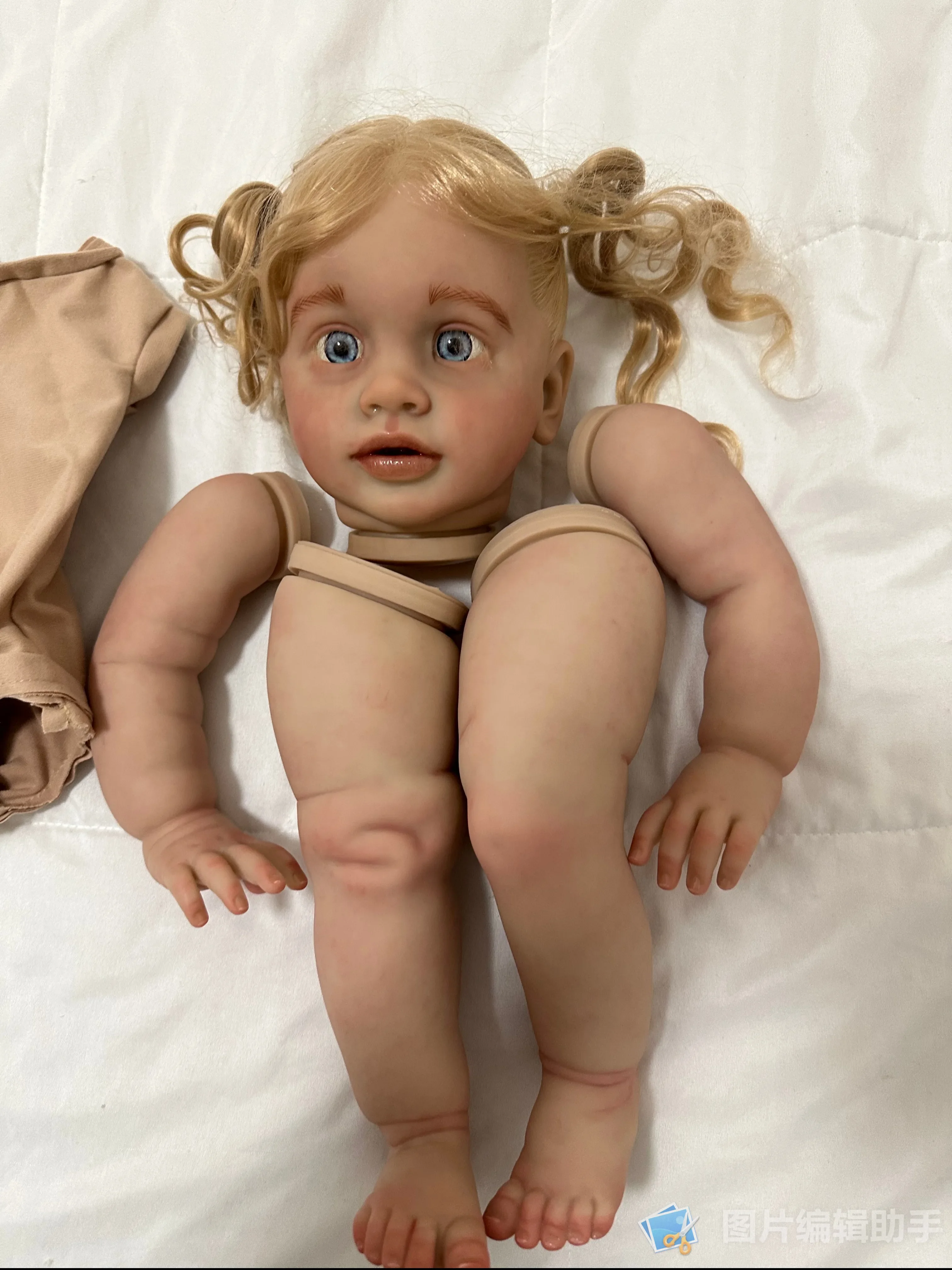 SINO-BB Customized Limited Supply 26inch Reborn Baby Pippa With Hand-Rooted Hair Painted Kit Genesis Painted With Cloth Body