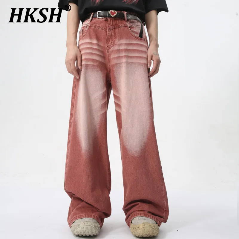 

HKSH Summer New Men Tide Original Design High Street Style Youth Fashion American Trendy Casual Straight Washed Jeans Ins HK5444